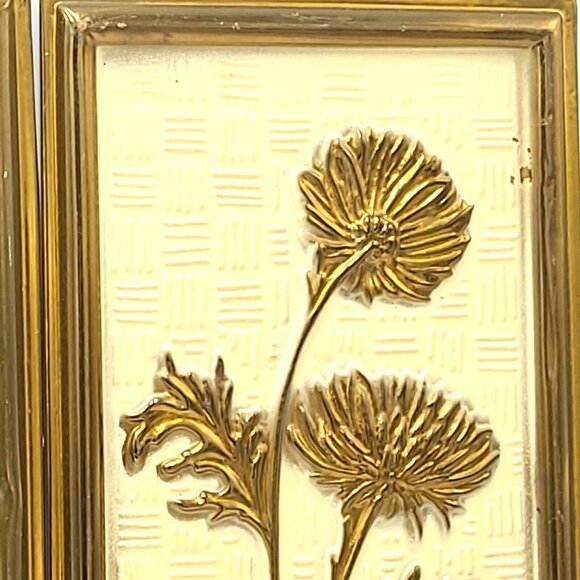 Elpec Brass Plaques-Floral Designs-14.75 In x 6.625 In. x4 Mid Century England - Picture 7 of 16